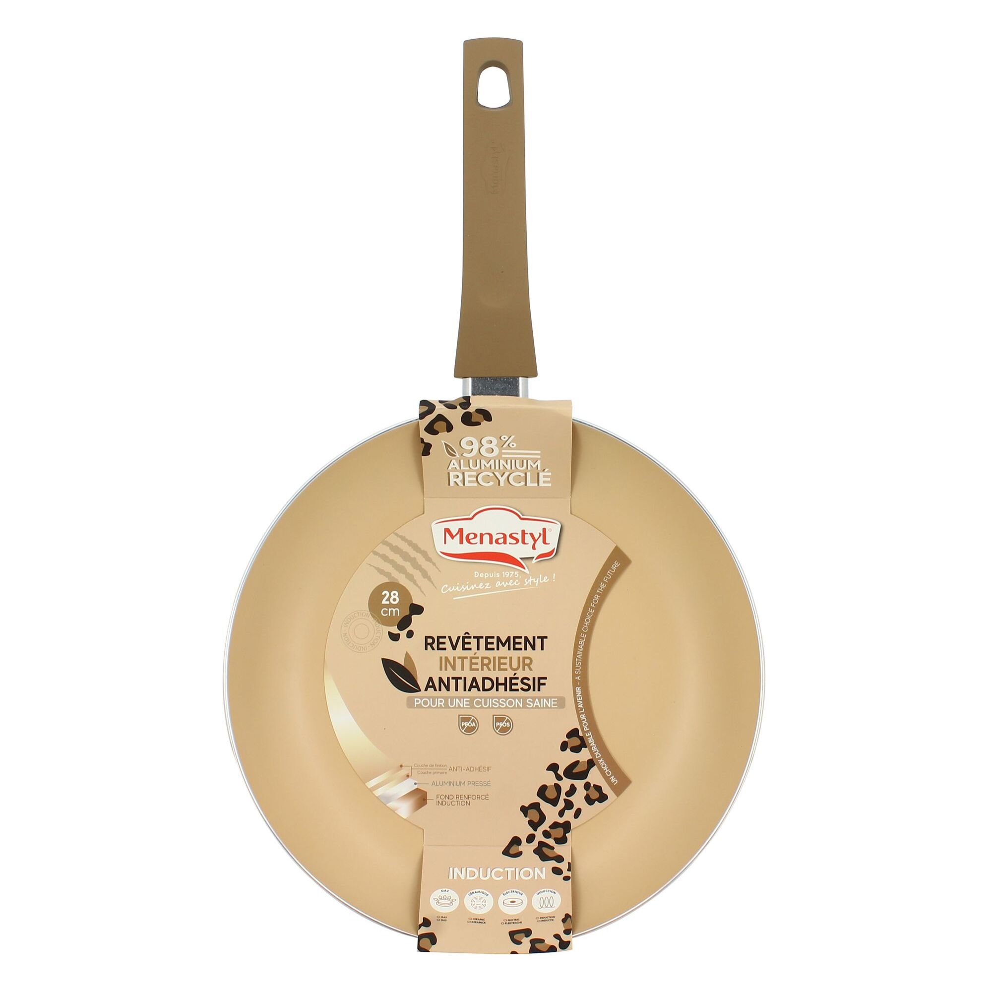 Poêle en aluminium 28cm motif léopard - tous feux LEOPARD