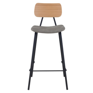 Lot de 2 chaises pour îlot central 65 cm en cuir synthétique gris - Madrague