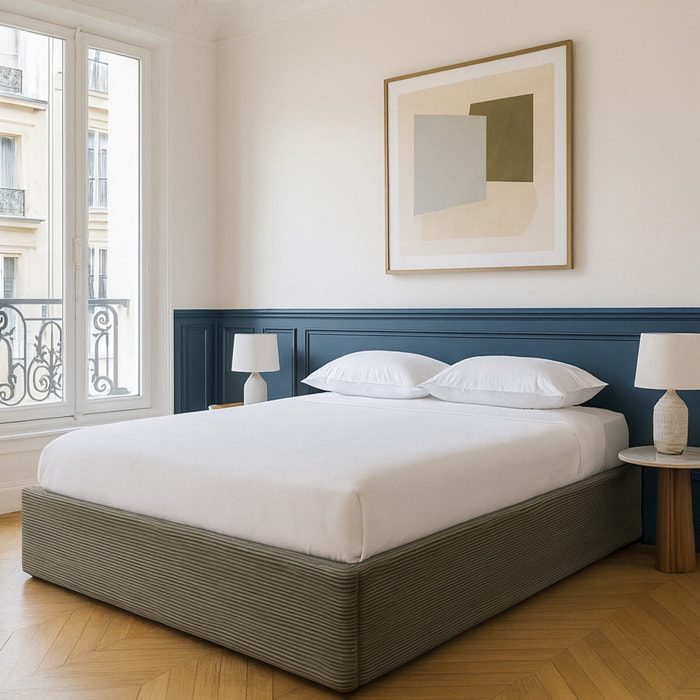 Lit coffre en velours côtelé - HANDY