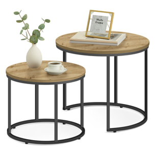 Set di 2 tavolini da caffè industrial Artisan e nero