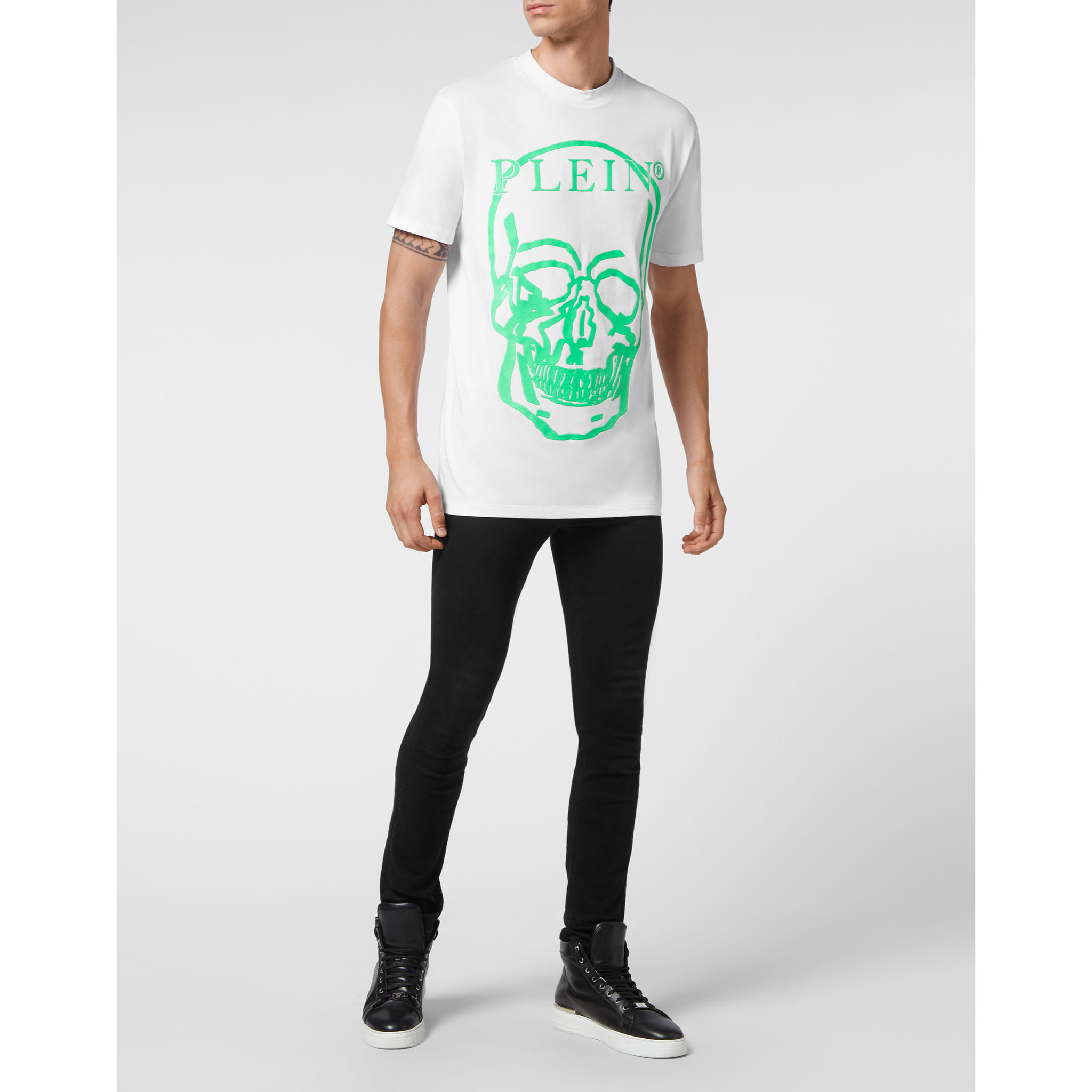 PHILIPP PLEIN T-Shirt Round Neck SKULL AND PLEIN