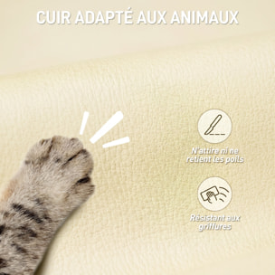 Chaise de bureau inclinable repose-pieds revêtement synthétique crème