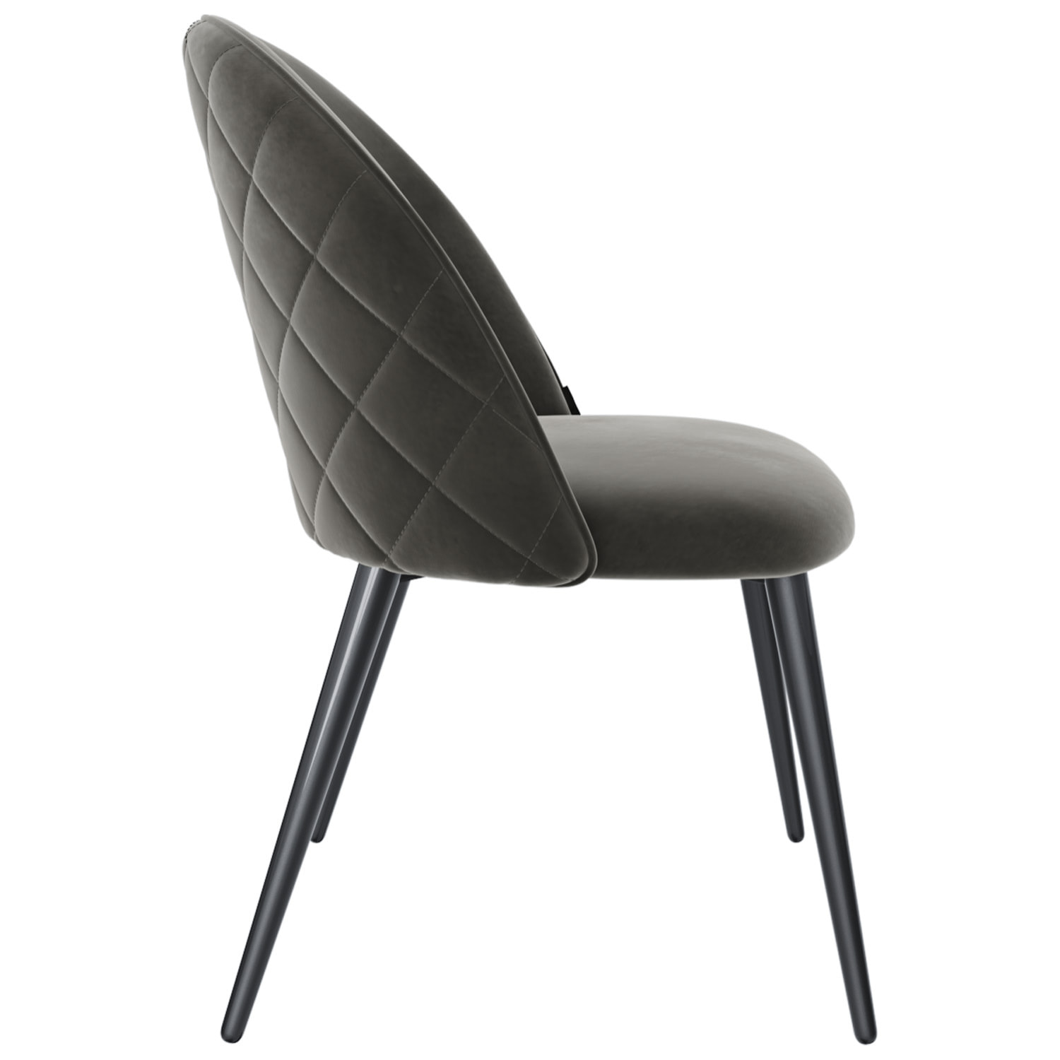 Set di 4 Sedie Imbottite Da Pranzo In Velluto Sedia Gambe In Metallo Nero Schienale Soggiorno Salotto Camera 43 x 47.5 x 80 Cm (Grigio)