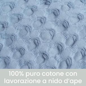 Accappatoio in cotone nido d'ape - AZZURRO