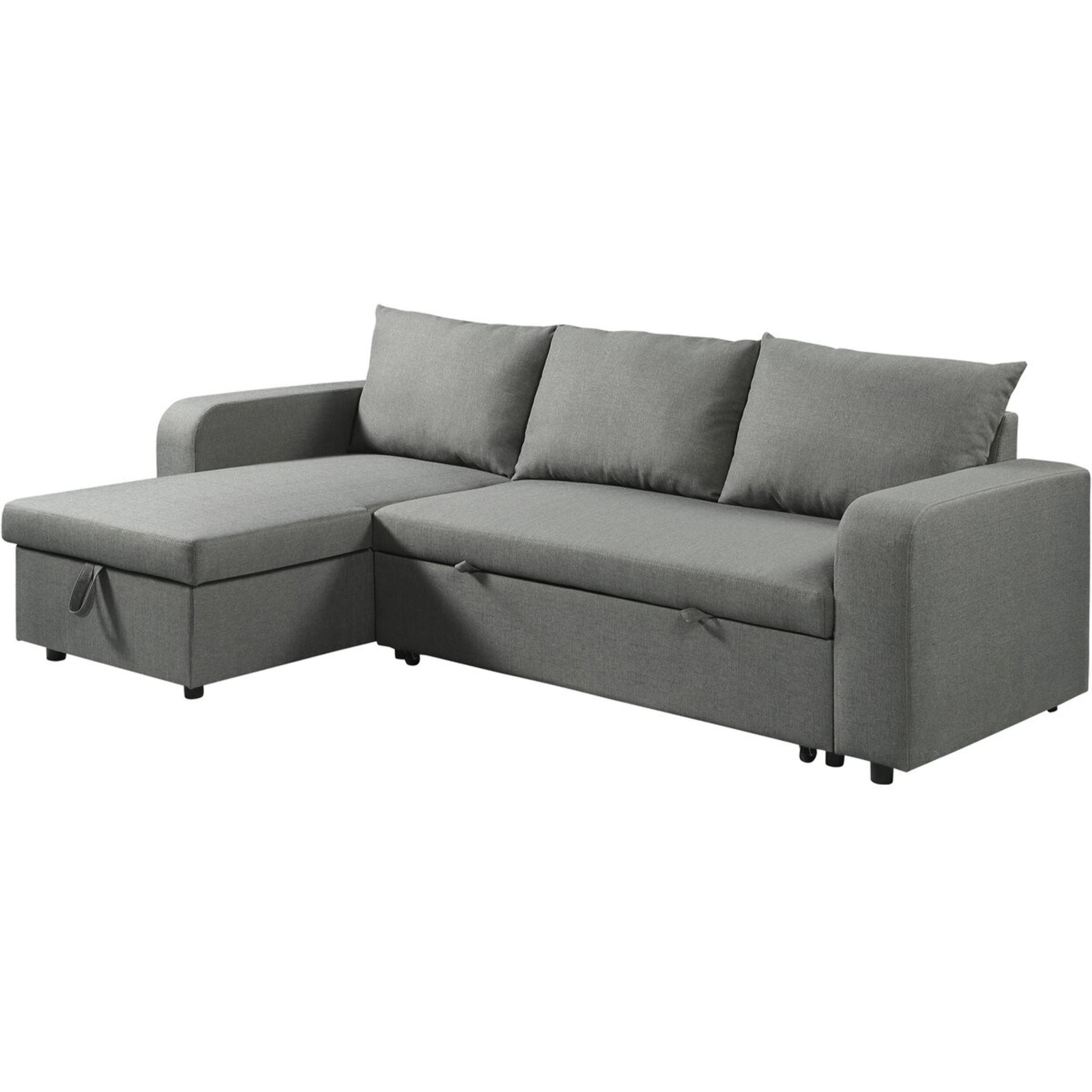 Canapé d'angle réversible/convertible en tissu "Victor" - 3 places - Gris