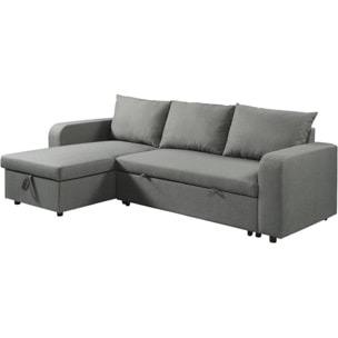 Canapé d'angle réversible/convertible en tissu "Victor" - 3 places - Gris