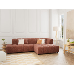 Curtis - canapé d'angle droit 4 places sans accoudoir en tissu texturé - Terracotta