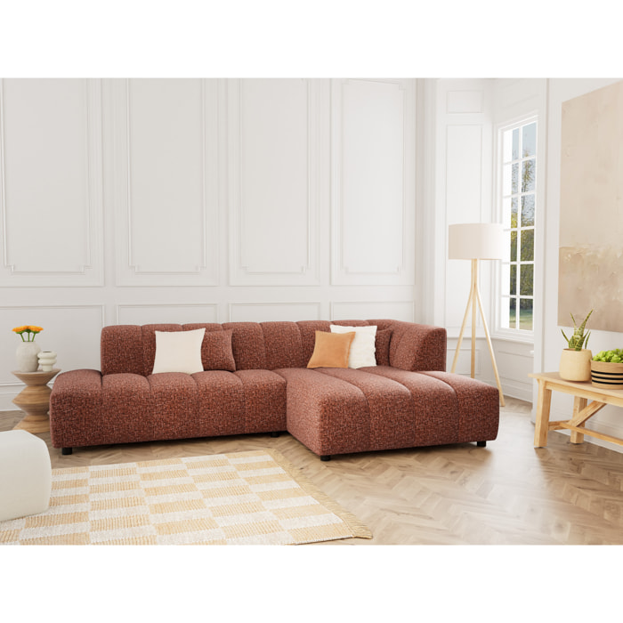 Curtis - canapé d'angle droit 4 places sans accoudoir en tissu texturé - Terracotta