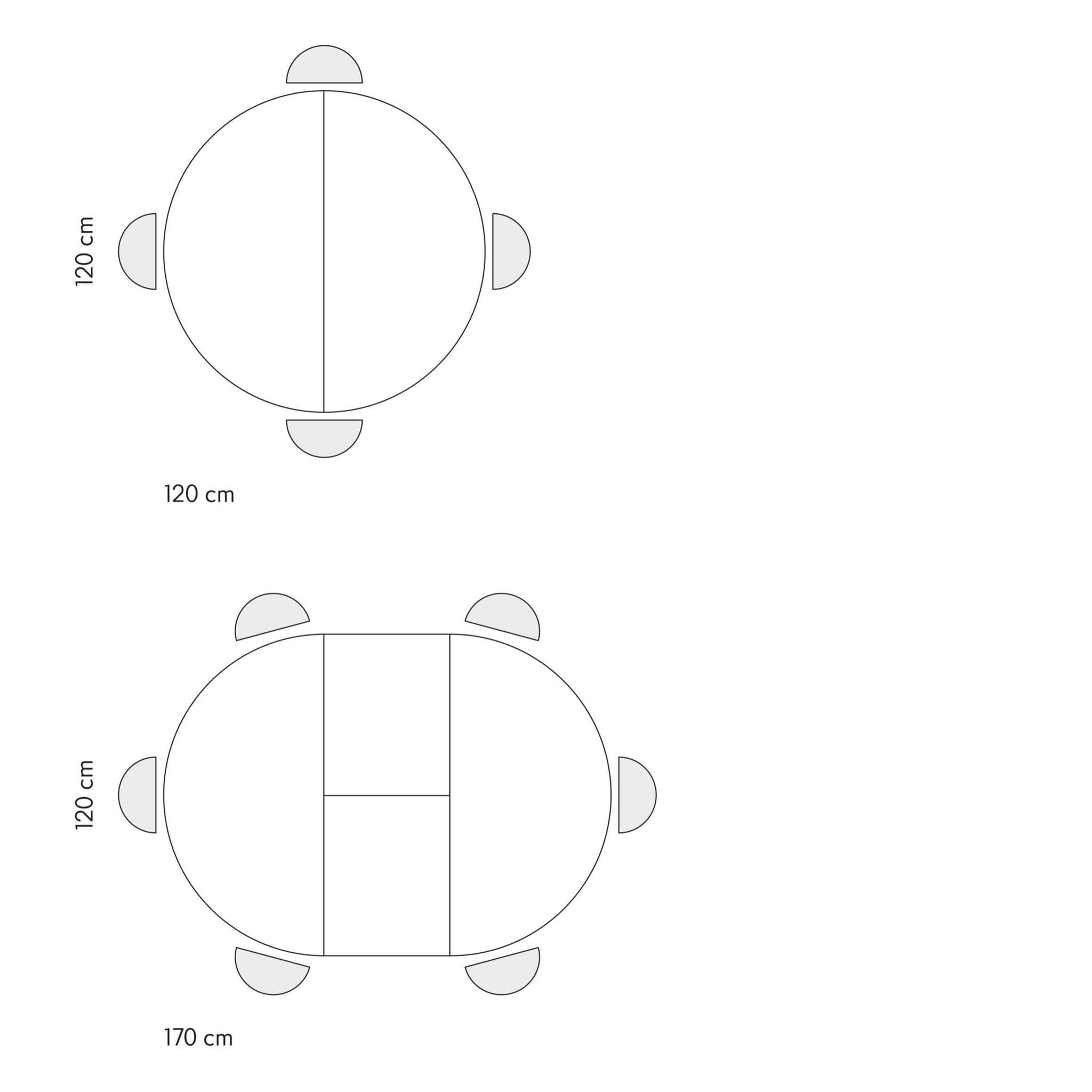 Tavolo rotondo PANTELLERIA in legno effetto bianco frassinato con gambe incrociate in metallo bianco, allungabile ⌀120 cm - ⌀170 cm