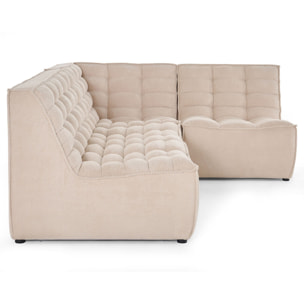Ellie - canapé modulable d'angle réversible 4 places en velours texturé - Beige