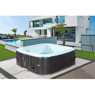 Spa Gonflable Nice en PVC - 6 places - Marron/Crème