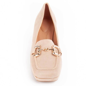 Zapato De Tacón - Beige - Altura: 7 Cm