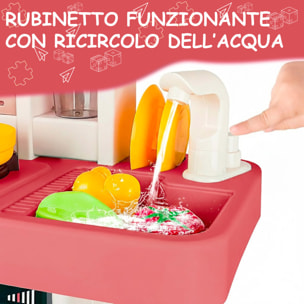 Cucina Giocattolo Bambini Con Luci E Suoni Realistici Rubinetto Con Riciclo Acqua Forno Fornelli Apribili 50 Accessori Gioco Educativo 3–8 Anni Rossa