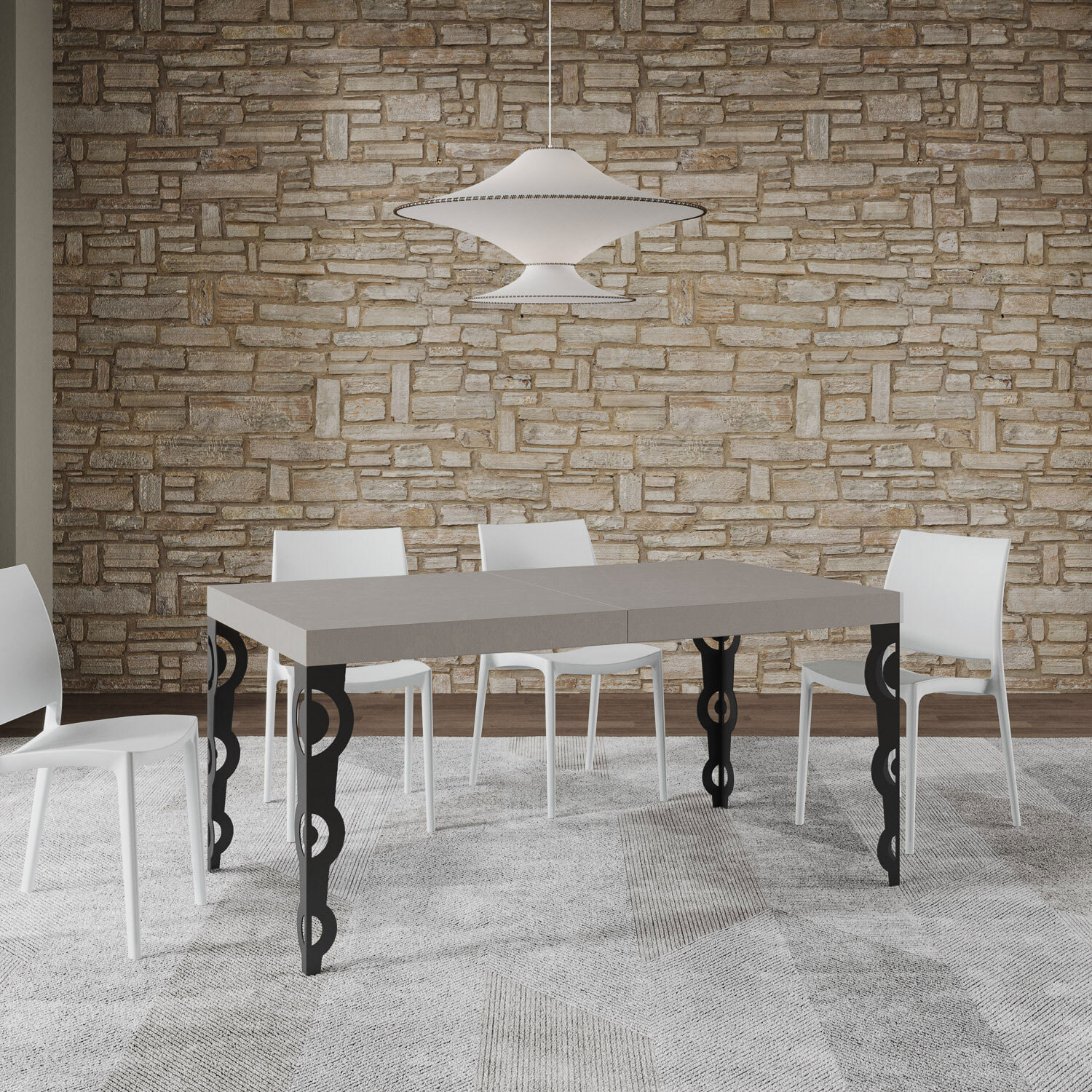 Tavolo allungabile 90x160/420 cm Karamay cashmere gambe antracite