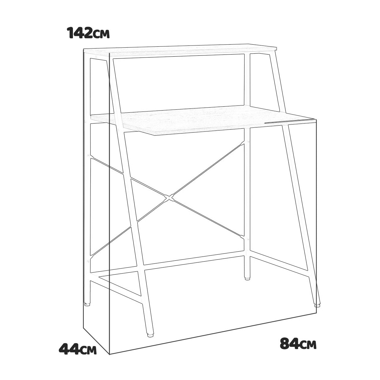 Lenny - scrivania in legno e metallo con ripiano - 80x48x104 cm