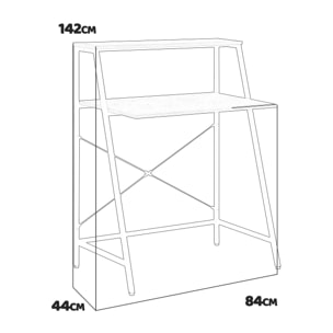 Lenny - scrivania in legno e metallo con ripiano - 80x48x104 cm