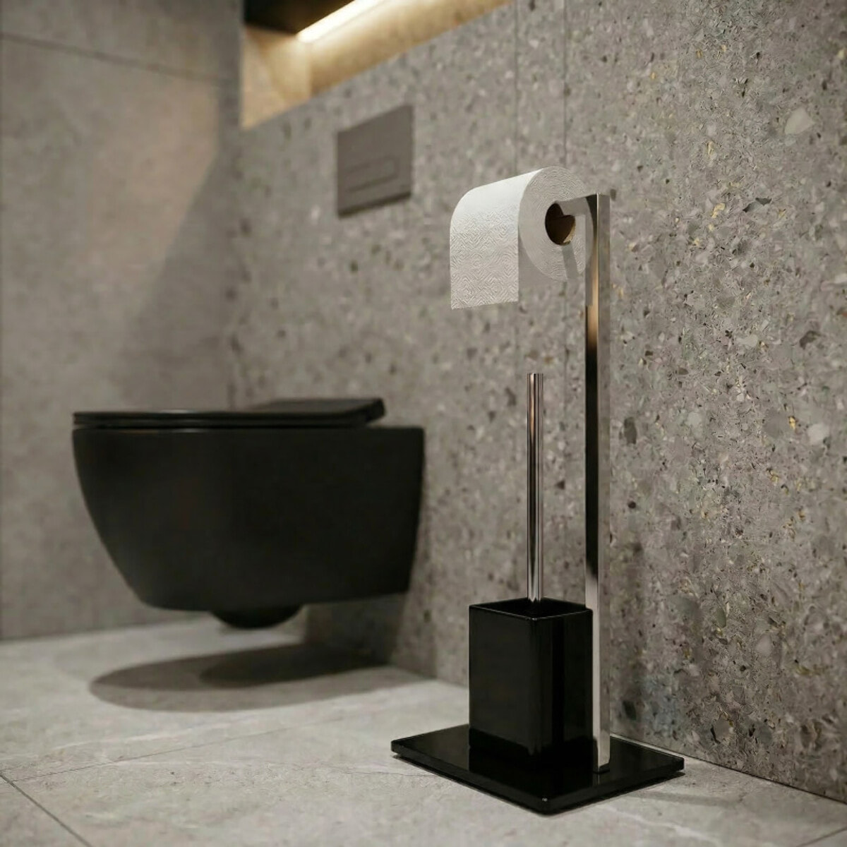 Combiné Wc Inox & Verre Noir MSV