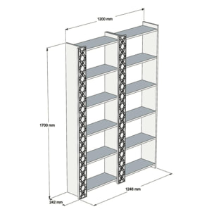 Libreria Destéve, Scaffale da ufficio, Mobile portalibri, Biblioteca, 125x24h170 cm, Noce e Bianco