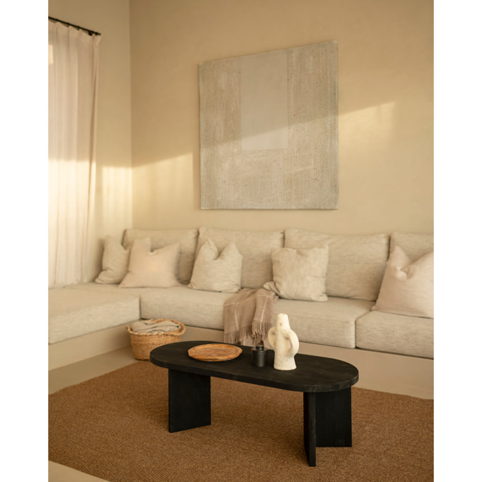 Mesa de centro de madera maciza en tono negro de 120cm Alto: 40 Largo: 120 Ancho: 50