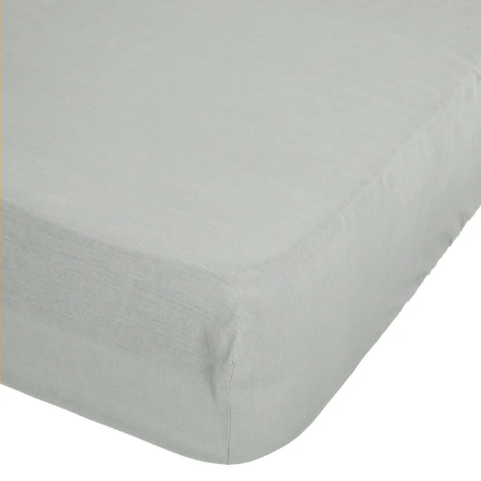 Drap-housse "Linah" - vert céladon - lin lavé 160x200 cm