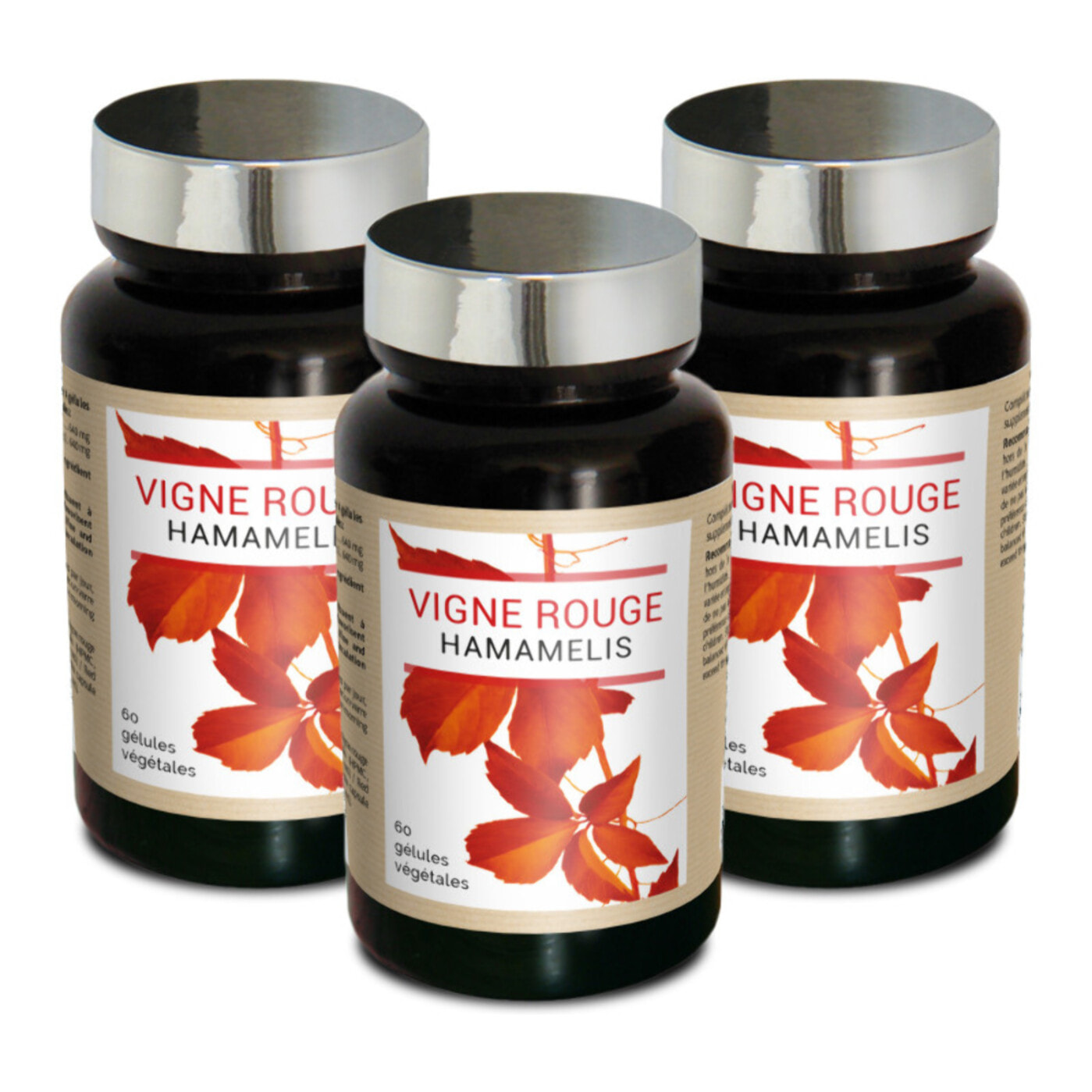 NUTRI EXPERT - Vigne Rouge Hamamélis - Contribue à une Circulation Sanguine Normale - Réduit la Sensation de Jambes Lourdes - Favorise le Confort Circulatoire - Vegan - Lot de 3 produits