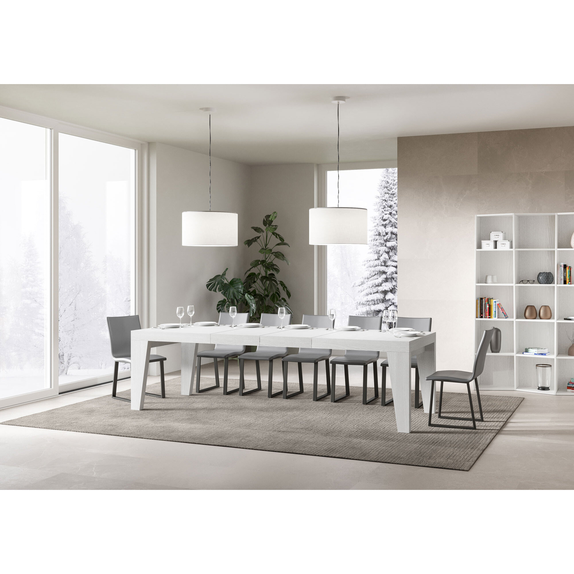 Table extensible 90x180/284 cm Naxy Premium Frêne Blanc