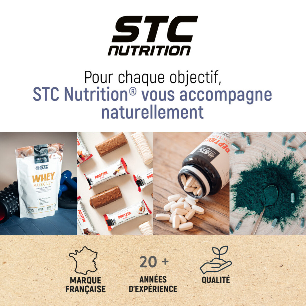 STC NUTRITION - Whey Muscle+ - Protéines Natives - Développement Muscle Sec - Innovation Brevetée Aminolise 100% Digeste - Sans Colorants, Sans Gluten - Chocolat -  Lot de 2 Doypack 750g