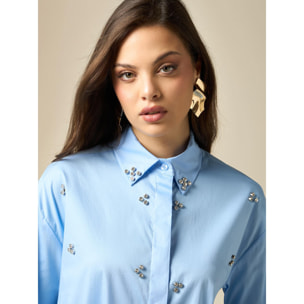 Oltre - Camisa amplia con engastes - Light - blue