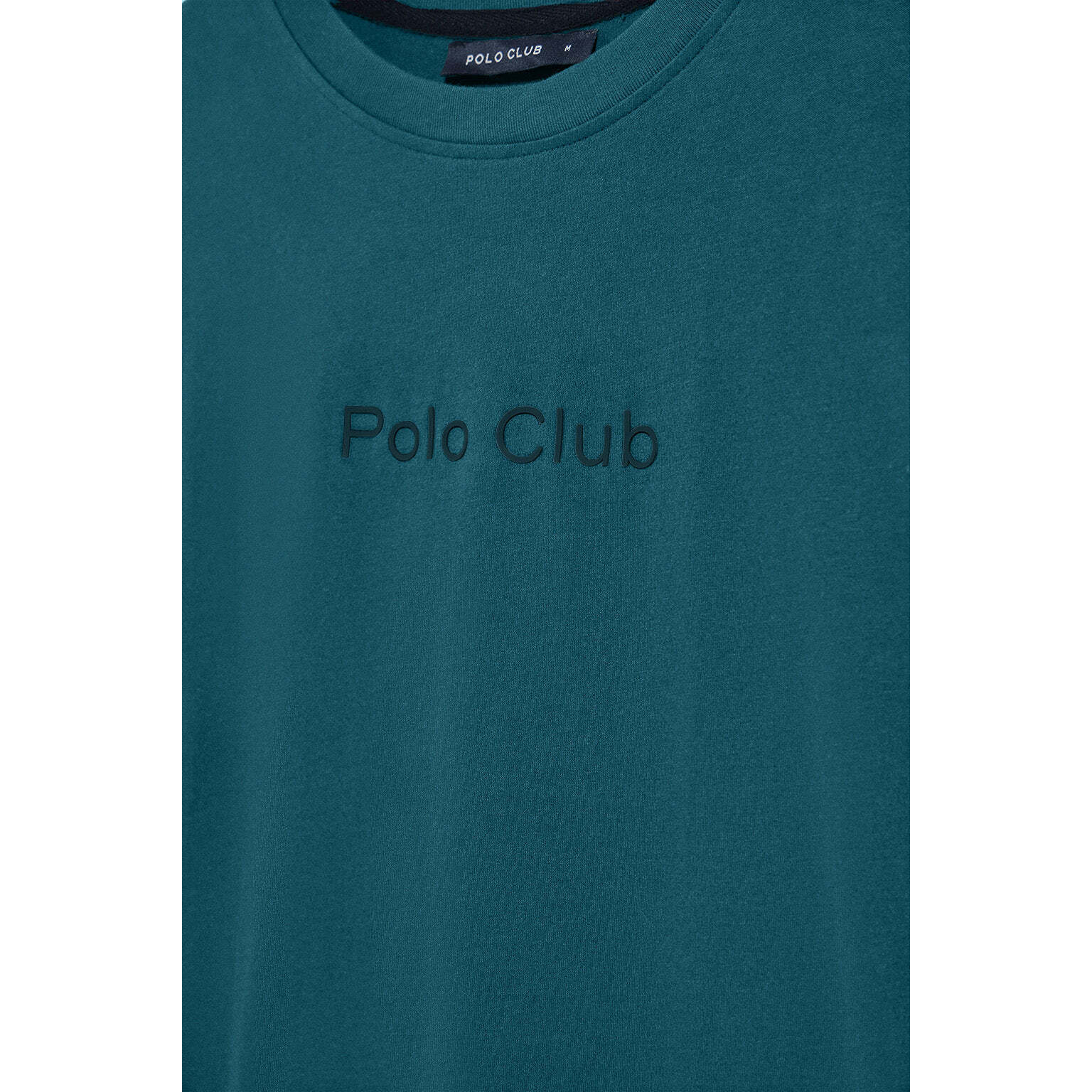 Camiseta azul de manga corta y cuello redondo con logotipo Polo Club