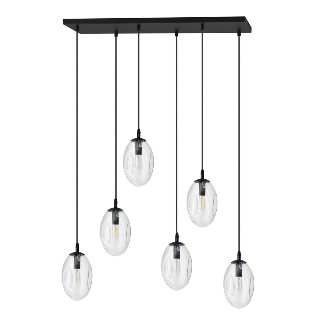 Lampada a sospensione Astral in acciaio nero e vetro