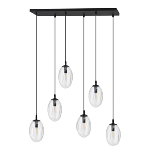 Lampada a sospensione Astral in acciaio nero e vetro