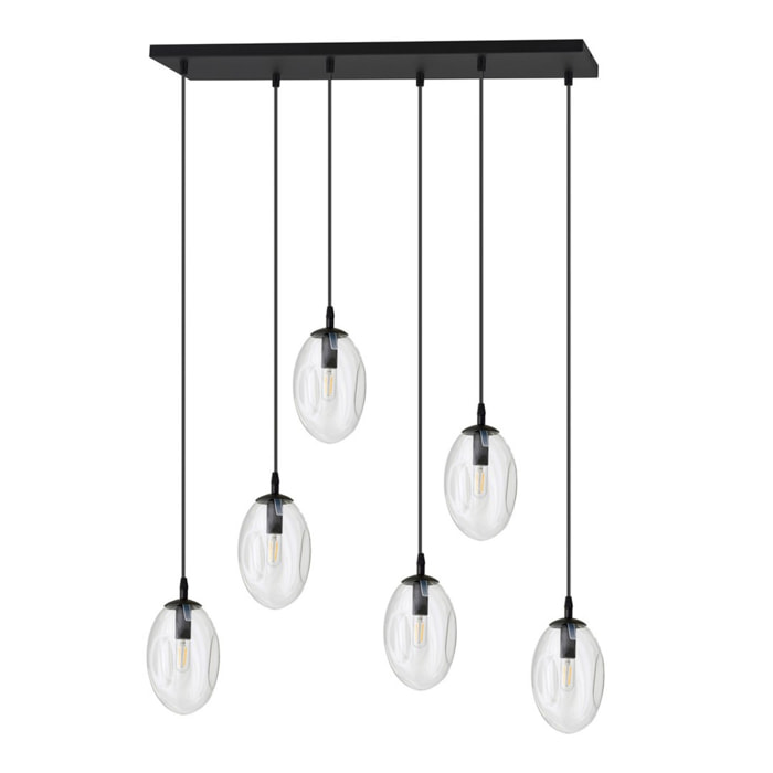 Lampada a sospensione Astral in acciaio nero e vetro