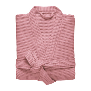 Peignoir mixte col kimono en coton bio, ESPRIT NID D'ABEILLE