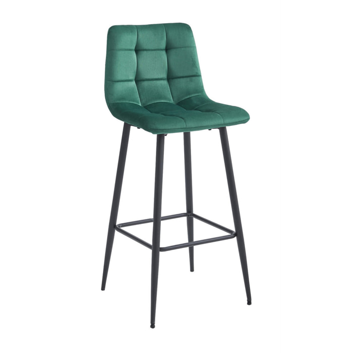Set di 3 Sgabelli Bar Arceto in Velluto Verde Bosco