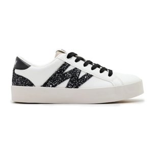 Zapatillas Bajas de Niños Napa Efecto Glitter Blanco / Negro
