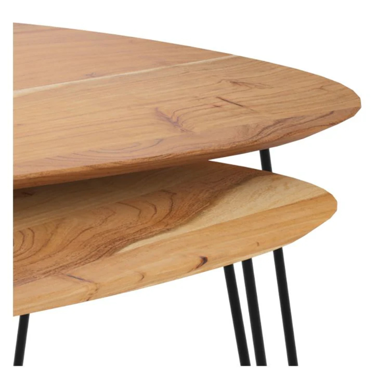 Table basse d'acacia ovale gigogne en bois (lot de 2) - Kiwi