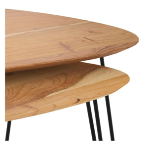 Table basse d'acacia ovale gigogne en bois (lot de 2) - Kiwi