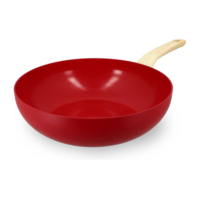 Wok en revêtement céramique 28cm rouge - tous feux COLORAMA