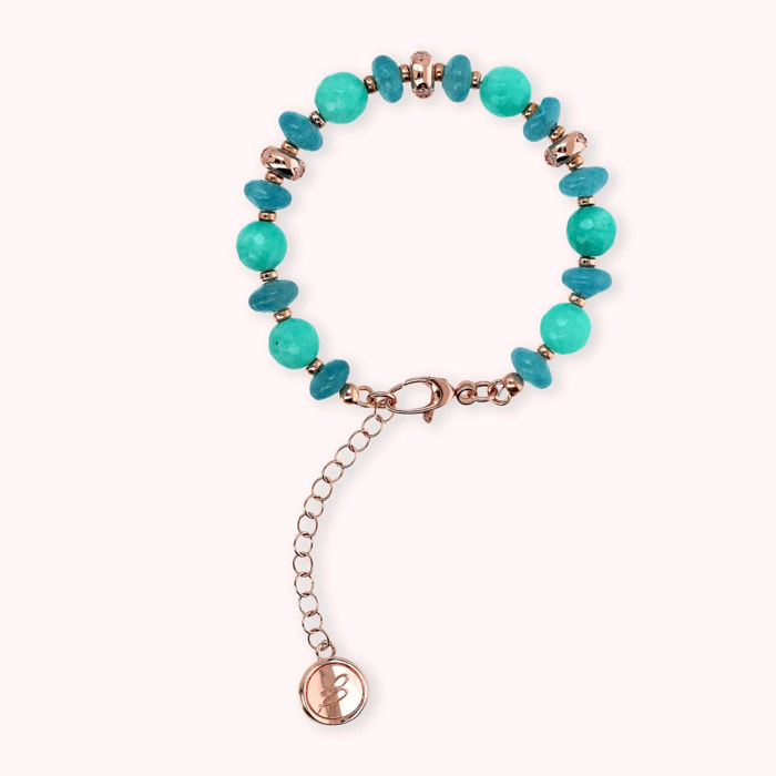 Bracciale con Rondelle Étoile e Pietre Naturali di Quarzite Rosa