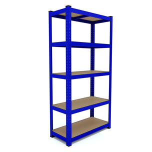 Set di 2 Scaffali In Metallo e MDF - Alta Portata Fino a 875 kg - 5 Ripiani Per Garage Officina Cantina Magazzino - Modulare - Blu - 180x90x40 cm
