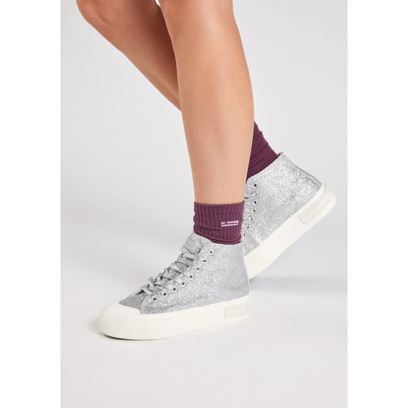 Zapatillas Altas Mujer One Way High Glitter Plata D.Franklin