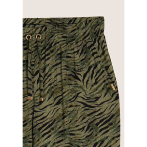 Pantaloni regular fit in viscosa animalier con gamba dritta
