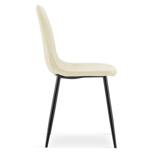 Sedia Como in velluto beige con gambe in metallo nero