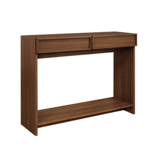 Console effet bois noyer 2 tiroirs et étagère - L 100 x P 33 x H 78cm - Kuba