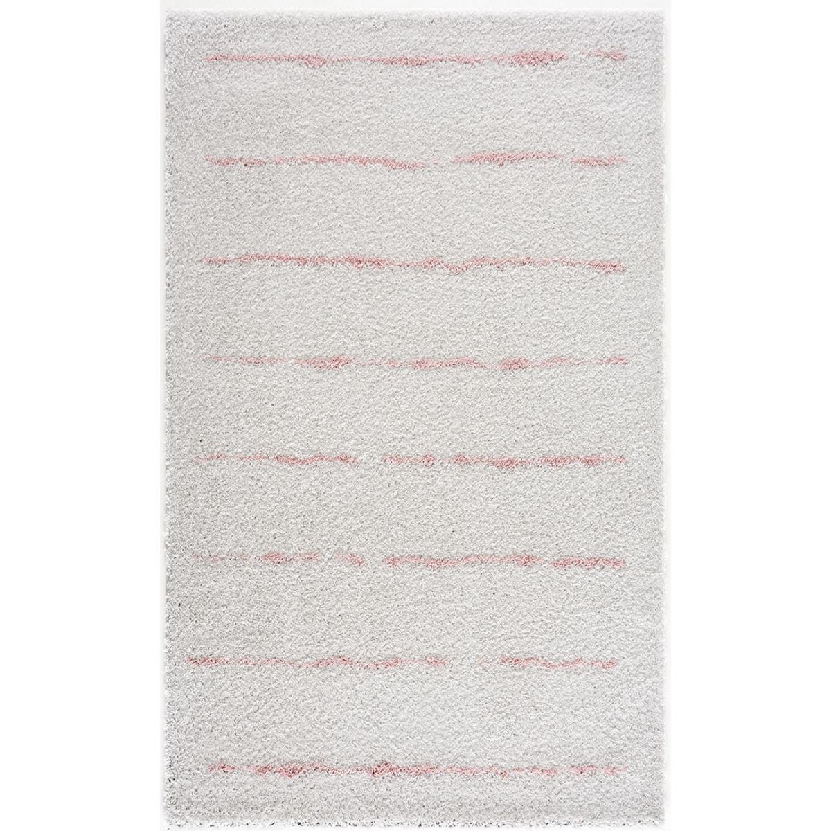 Terra - tapis shaggy de salon en laine artificielle rose tout doux