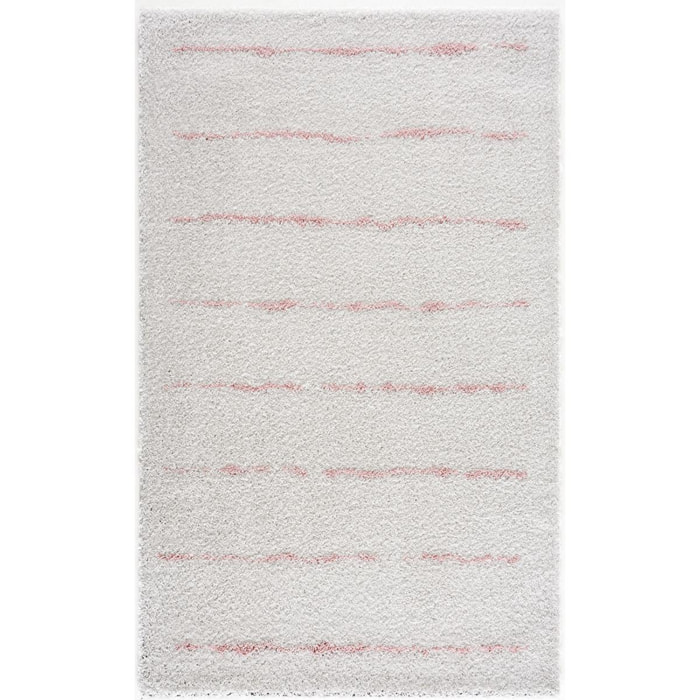 Terra - tapis shaggy de salon en laine artificielle rose tout doux