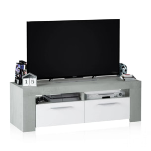 Mueble TV Dara Blanco Artik (Blanco Mate) - Gris Cemento