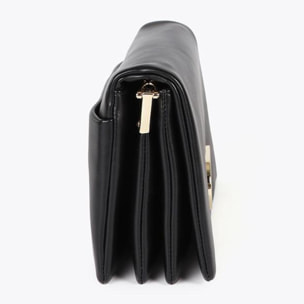 Tracolla effetto pelle con tre scomparti e patta