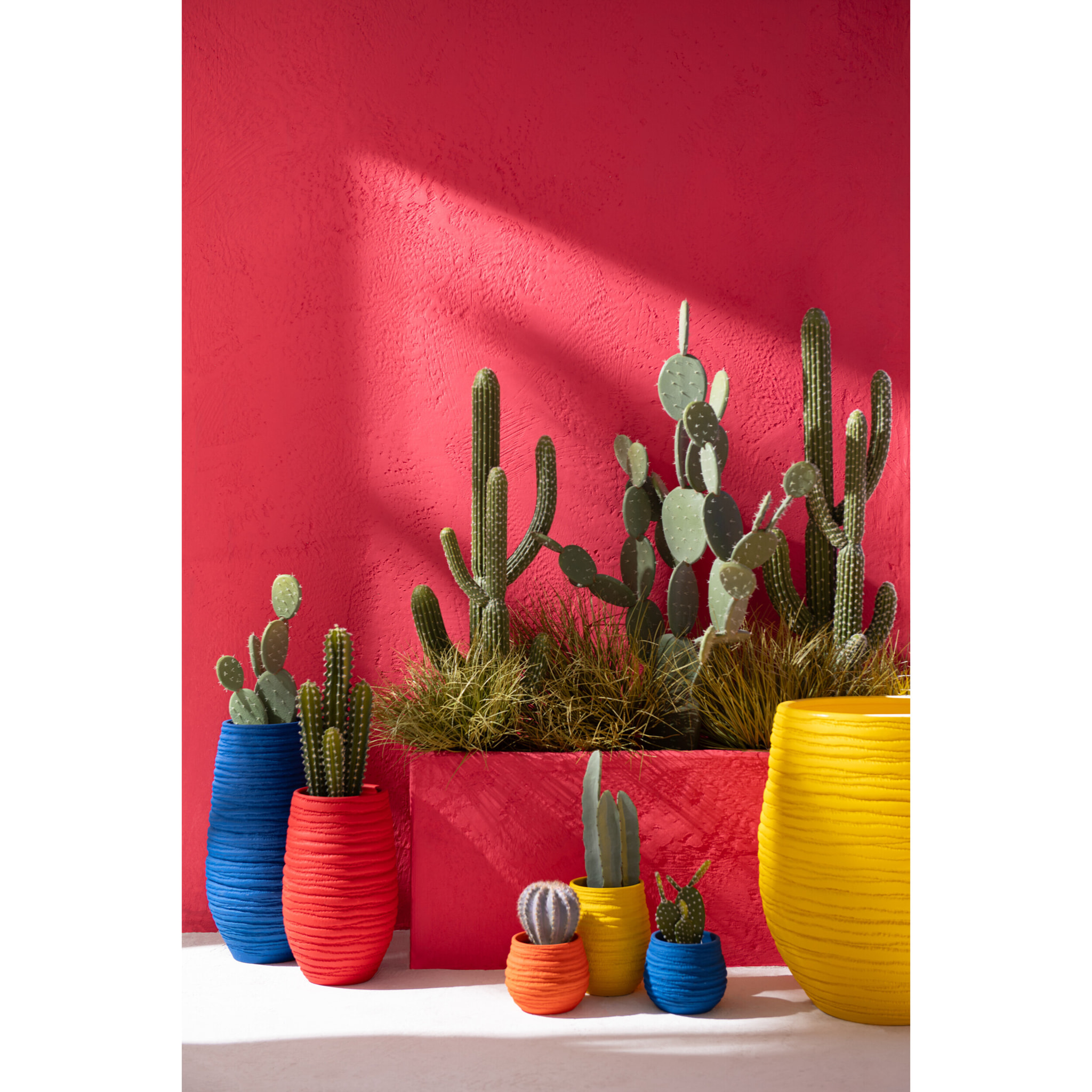 J-Line plante artificielle Cactus + Pot - plastique - vert/blanc - extra large