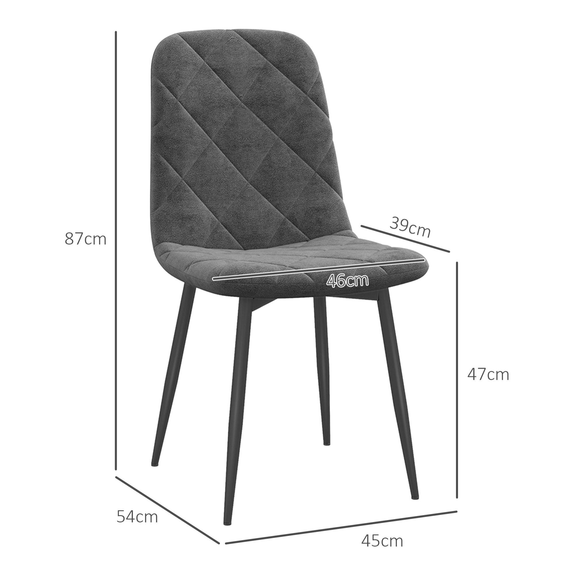 Lot de 4 chaises velours - chaises de salle à manger design Chesterfield - gris
